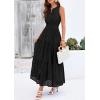 image:imagePRETTYGARDEN Womens 2026 Summer Maxi Dresses Sleeveless Sundresses V Neck Eyelet A Line Long Flowy Spring Wedding Guest DressBlack