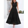 image:imagePRETTYGARDEN Womens 2026 Summer Maxi Dresses Sleeveless Sundresses V Neck Eyelet A Line Long Flowy Spring Wedding Guest DressBlack
