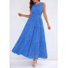 image:imagePRETTYGARDEN Womens 2026 Summer Maxi Dresses Sleeveless Sundresses V Neck Eyelet A Line Long Flowy Spring Wedding Guest DressBlue