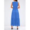 image:imagePRETTYGARDEN Womens 2026 Summer Maxi Dresses Sleeveless Sundresses V Neck Eyelet A Line Long Flowy Spring Wedding Guest DressBlue