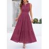 image:imagePRETTYGARDEN Womens 2026 Summer Maxi Dresses Sleeveless Sundresses V Neck Eyelet A Line Long Flowy Spring Wedding Guest DressBurgundy