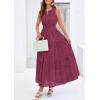 image:imagePRETTYGARDEN Womens 2026 Summer Maxi Dresses Sleeveless Sundresses V Neck Eyelet A Line Long Flowy Spring Wedding Guest DressBurgundy