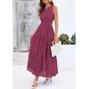 image:imagePRETTYGARDEN Womens 2026 Summer Maxi Dresses Sleeveless Sundresses V Neck Eyelet A Line Long Flowy Spring Wedding Guest DressBurgundy