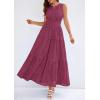 image:imagePRETTYGARDEN Womens 2026 Summer Maxi Dresses Sleeveless Sundresses V Neck Eyelet A Line Long Flowy Spring Wedding Guest DressBurgundy