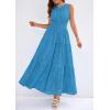 image:imagePRETTYGARDEN Womens 2026 Summer Maxi Dresses Sleeveless Sundresses V Neck Eyelet A Line Long Flowy Spring Wedding Guest DressLake Blue