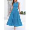 image:imagePRETTYGARDEN Womens 2026 Summer Maxi Dresses Sleeveless Sundresses V Neck Eyelet A Line Long Flowy Spring Wedding Guest DressLake Blue