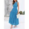 image:imagePRETTYGARDEN Womens 2026 Summer Maxi Dresses Sleeveless Sundresses V Neck Eyelet A Line Long Flowy Spring Wedding Guest DressLake Blue