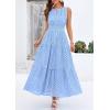 image:imagePRETTYGARDEN Womens 2026 Summer Maxi Dresses Sleeveless Sundresses V Neck Eyelet A Line Long Flowy Spring Wedding Guest DressLight Blue