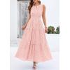 image:imagePRETTYGARDEN Womens 2026 Summer Maxi Dresses Sleeveless Sundresses V Neck Eyelet A Line Long Flowy Spring Wedding Guest DressPink