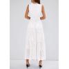 image:imagePRETTYGARDEN Womens 2026 Summer Maxi Dresses Sleeveless Sundresses V Neck Eyelet A Line Long Flowy Spring Wedding Guest DressWhite