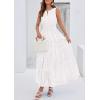 image:imagePRETTYGARDEN Womens 2026 Summer Maxi Dresses Sleeveless Sundresses V Neck Eyelet A Line Long Flowy Spring Wedding Guest DressWhite