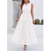 image:imagePRETTYGARDEN Womens 2026 Summer Maxi Dresses Sleeveless Sundresses V Neck Eyelet A Line Long Flowy Spring Wedding Guest DressWhite