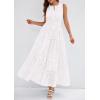 image:imagePRETTYGARDEN Womens 2026 Summer Maxi Dresses Sleeveless Sundresses V Neck Eyelet A Line Long Flowy Spring Wedding Guest DressWhite