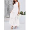 image:imagePRETTYGARDEN Womens 2026 Summer Maxi Dresses Sleeveless Sundresses V Neck Eyelet A Line Long Flowy Spring Wedding Guest DressWhite