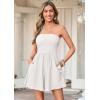 image:imagePRETTYGARDEN Womens 2026 Summer Rompers Dressy Casual Strapless Shorts One Piece Jumpsuits Date Night Beach Vacation OutfitsWhite
