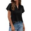 image:imagePRETTYGARDEN Womens 2026 Summer Satin Blouses Dressy Casual Ruffle Cap Sleeve V Neck Business Work Cute Tops Spring OutfitsBlack