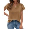 image:imagePRETTYGARDEN Womens 2026 Summer Satin Blouses Dressy Casual Ruffle Cap Sleeve V Neck Business Work Cute Tops Spring OutfitsChampagne