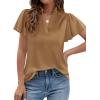 image:imagePRETTYGARDEN Womens 2026 Summer Satin Blouses Dressy Casual Ruffle Cap Sleeve V Neck Business Work Cute Tops Spring OutfitsChampagne