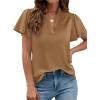 image:imagePRETTYGARDEN Womens 2026 Summer Satin Blouses Dressy Casual Ruffle Cap Sleeve V Neck Business Work Cute Tops Spring OutfitsChampagne