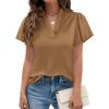 image:imagePRETTYGARDEN Womens 2026 Summer Satin Blouses Dressy Casual Ruffle Cap Sleeve V Neck Business Work Cute Tops Spring OutfitsChampagne