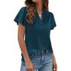 image:imagePRETTYGARDEN Womens 2026 Summer Satin Blouses Dressy Casual Ruffle Cap Sleeve V Neck Business Work Cute Tops Spring OutfitsDark Blue