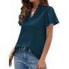 image:imagePRETTYGARDEN Womens 2026 Summer Satin Blouses Dressy Casual Ruffle Cap Sleeve V Neck Business Work Cute Tops Spring OutfitsDark Blue