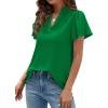 image:imagePRETTYGARDEN Womens 2026 Summer Satin Blouses Dressy Casual Ruffle Cap Sleeve V Neck Business Work Cute Tops Spring OutfitsGreen