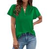 image:imagePRETTYGARDEN Womens 2026 Summer Satin Blouses Dressy Casual Ruffle Cap Sleeve V Neck Business Work Cute Tops Spring OutfitsGreen