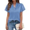 image:imagePRETTYGARDEN Womens 2026 Summer Satin Blouses Dressy Casual Ruffle Cap Sleeve V Neck Business Work Cute Tops Spring OutfitsLight Blue