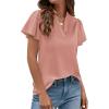image:imagePRETTYGARDEN Womens 2026 Summer Satin Blouses Dressy Casual Ruffle Cap Sleeve V Neck Business Work Cute Tops Spring OutfitsPink