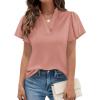 image:imagePRETTYGARDEN Womens 2026 Summer Satin Blouses Dressy Casual Ruffle Cap Sleeve V Neck Business Work Cute Tops Spring OutfitsPink