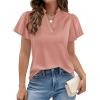 image:imagePRETTYGARDEN Womens 2026 Summer Satin Blouses Dressy Casual Ruffle Cap Sleeve V Neck Business Work Cute Tops Spring OutfitsPink