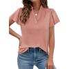 image:imagePRETTYGARDEN Womens 2026 Summer Satin Blouses Dressy Casual Ruffle Cap Sleeve V Neck Business Work Cute Tops Spring OutfitsPink