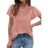 image:imagePRETTYGARDEN Womens 2026 Summer Satin Blouses Dressy Casual Ruffle Cap Sleeve V Neck Business Work Cute Tops Spring OutfitsPink