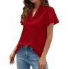 image:imagePRETTYGARDEN Womens 2026 Summer Satin Blouses Dressy Casual Ruffle Cap Sleeve V Neck Business Work Cute Tops Spring OutfitsRed