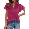image:imagePRETTYGARDEN Womens 2026 Summer Satin Blouses Dressy Casual Ruffle Cap Sleeve V Neck Business Work Cute Tops Spring OutfitsRose Purple