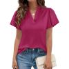 image:imagePRETTYGARDEN Womens 2026 Summer Satin Blouses Dressy Casual Ruffle Cap Sleeve V Neck Business Work Cute Tops Spring OutfitsRose Purple