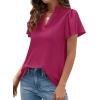 image:imagePRETTYGARDEN Womens 2026 Summer Satin Blouses Dressy Casual Ruffle Cap Sleeve V Neck Business Work Cute Tops Spring OutfitsRose Purple