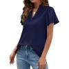 image:imagePRETTYGARDEN Womens 2026 Summer Satin Blouses Dressy Casual Ruffle Cap Sleeve V Neck Business Work Cute Tops Spring OutfitsRoyal Blue