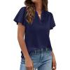 image:imagePRETTYGARDEN Womens 2026 Summer Satin Blouses Dressy Casual Ruffle Cap Sleeve V Neck Business Work Cute Tops Spring OutfitsRoyal Blue