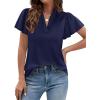 image:imagePRETTYGARDEN Womens 2026 Summer Satin Blouses Dressy Casual Ruffle Cap Sleeve V Neck Business Work Cute Tops Spring OutfitsRoyal Blue