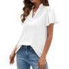 image:imagePRETTYGARDEN Womens 2026 Summer Satin Blouses Dressy Casual Ruffle Cap Sleeve V Neck Business Work Cute Tops Spring OutfitsWhite