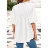 image:imagePRETTYGARDEN Womens 2026 Summer Short Lantern Sleeve Tops Loose Fit Button Down Shirt Pleated V Neck Blouses Trendy ClothesWhite