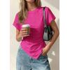 image:imagePRETTYGARDEN Womens Asymmetrical Tops 2026 Spring Summer Going Out Shirts Y2K Short Sleeve Crew Neck Ruched Trendy ClothesRose Red