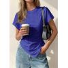 image:imagePRETTYGARDEN Womens Asymmetrical Tops 2026 Spring Summer Going Out Shirts Y2K Short Sleeve Crew Neck Ruched Trendy ClothesRoyal Blue
