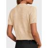 image:imagePRETTYGARDEN Womens Casual Summer Short Sleeve Cardigans 2026 Button Down Knitted Sweater Basic Crew Neck Crop TopsBeige