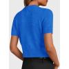 image:imagePRETTYGARDEN Womens Casual Summer Short Sleeve Cardigans 2026 Button Down Knitted Sweater Basic Crew Neck Crop TopsBlue