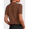 image:imagePRETTYGARDEN Womens Casual Summer Short Sleeve Cardigans 2026 Button Down Knitted Sweater Basic Crew Neck Crop TopsBrown