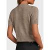 image:imagePRETTYGARDEN Womens Casual Summer Short Sleeve Cardigans 2026 Button Down Knitted Sweater Basic Crew Neck Crop TopsCamel