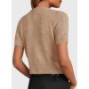 image:imagePRETTYGARDEN Womens Casual Summer Short Sleeve Cardigans 2026 Button Down Knitted Sweater Basic Crew Neck Crop TopsKhaki